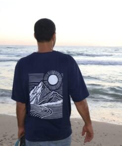 Navy Blue Mountain Oversized T-Shirt